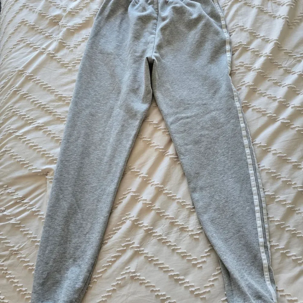 adidas Kids Gray Joggers with White Stripes